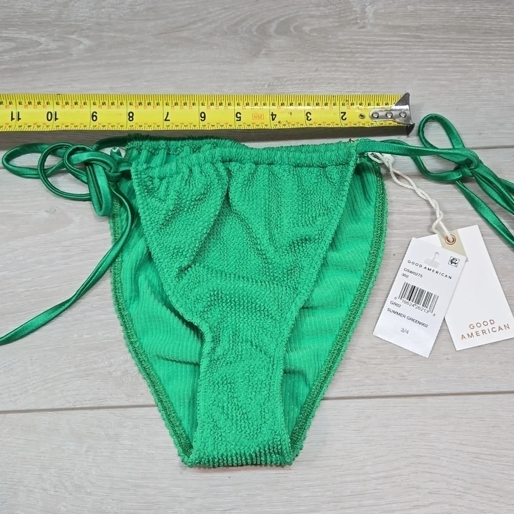 NWT Good American Women Summer Green Side Tiny Ties swim bottom sz 3/4 L/XL